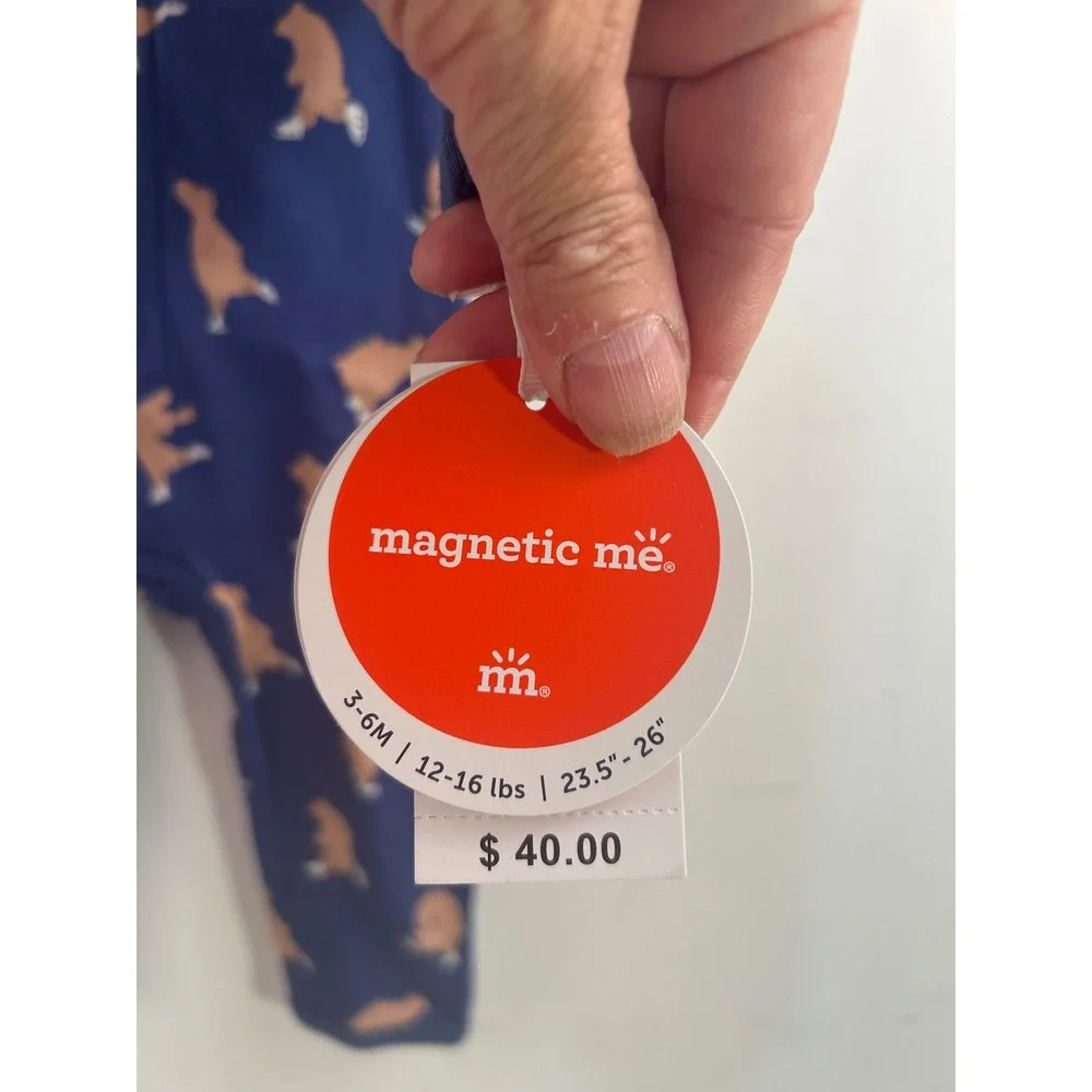Magnetic Me Coverall 3-6M Blue Ice Skating Bear Organic Cotton Kids Sleeper